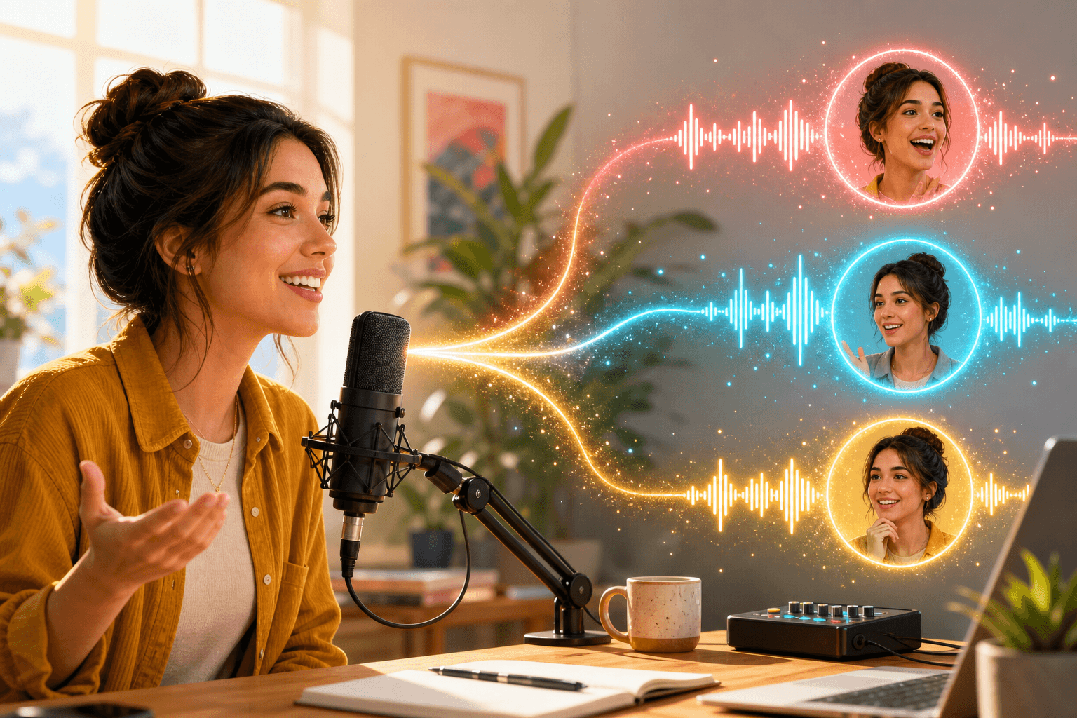 Illustration of instant zero-shot voice cloning from a reference clip.
